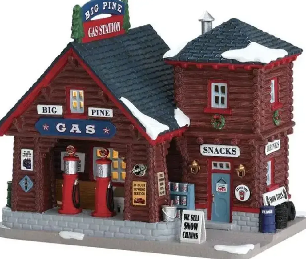 Lemax big pine gas station verlicht kersthuisje Vail Village 2017