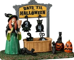Lemax black cat countdown tafereel Spooky Town 2022