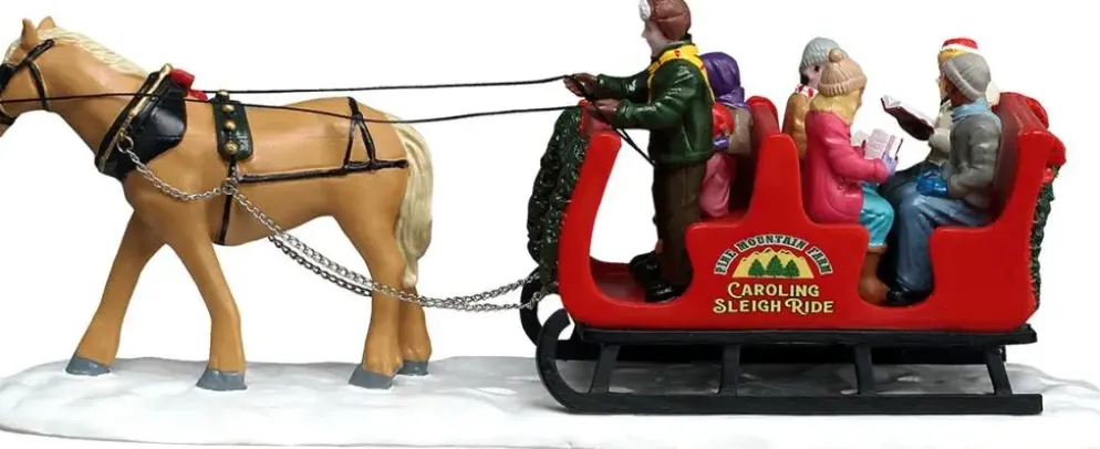 Lemax caroling sleigh ride kerstdorp tafereel Harvest Crossing 2026