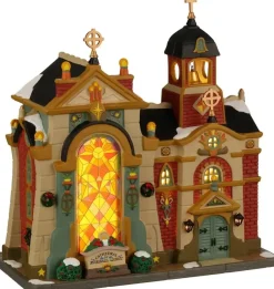 Lemax cathedral of eternal light verlichte kerk Caddington Village 2022
