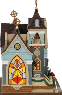 Lemax chapel of everlasting life verlichte kerk Caddington Village 2021