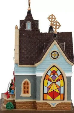 Lemax chapel of everlasting life verlichte kerk Caddington Village 2021