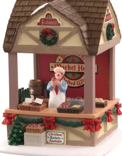 Lemax christmas market bratwurst verlicht kerstdorp tafereel Caddington Village 2022