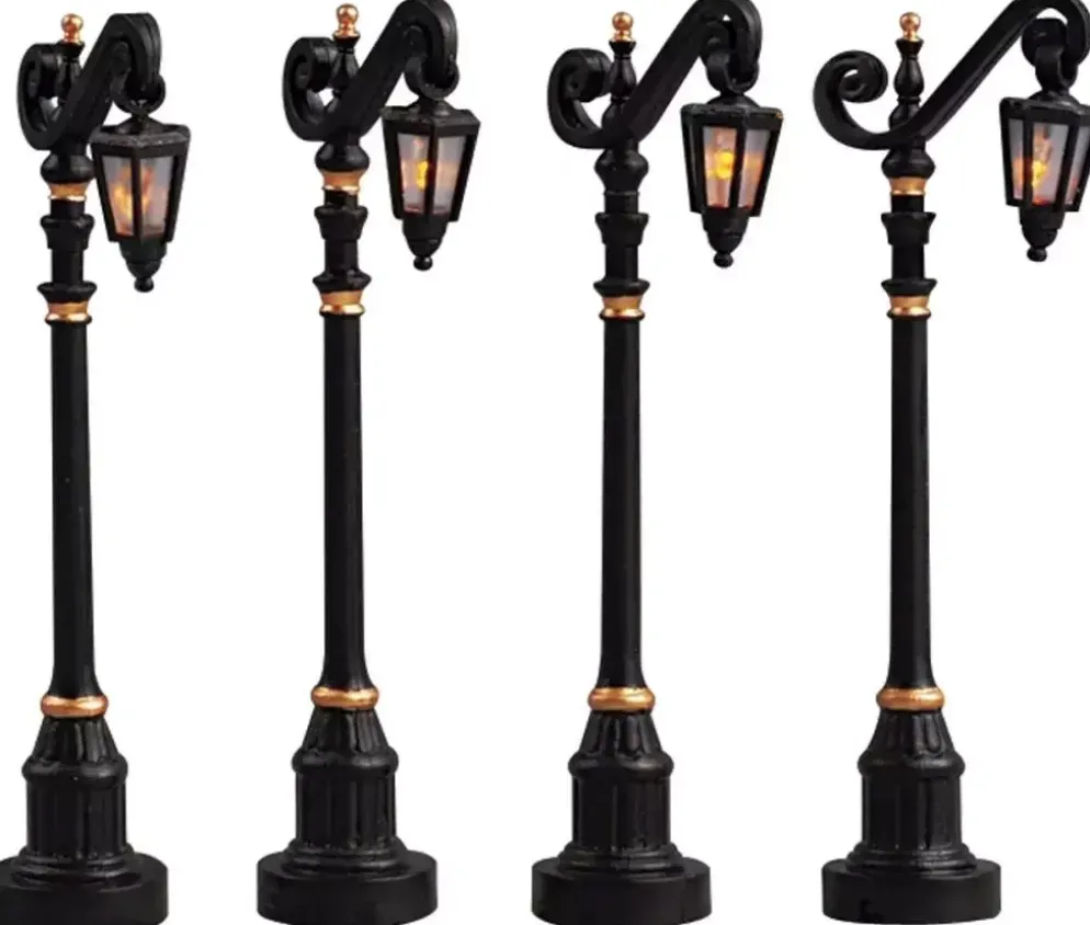 Lemax colonial street lamp s/4 verlichte straatlantaarn 2005