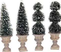 Lemax cone-shaped & sculpted topiaries s/4 kerstdorp accessoire 2003