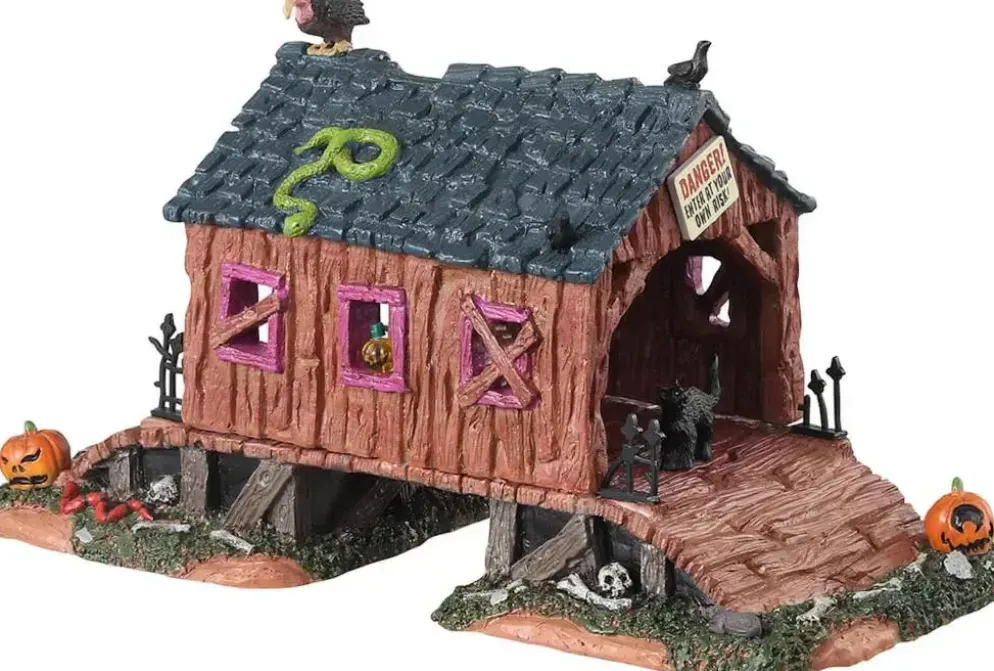 Lemax creepy covered bridge tafereel Spooky Town 2023