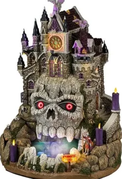 Lemax cursed ruins huisje Spooky Town met rook effecten 2025