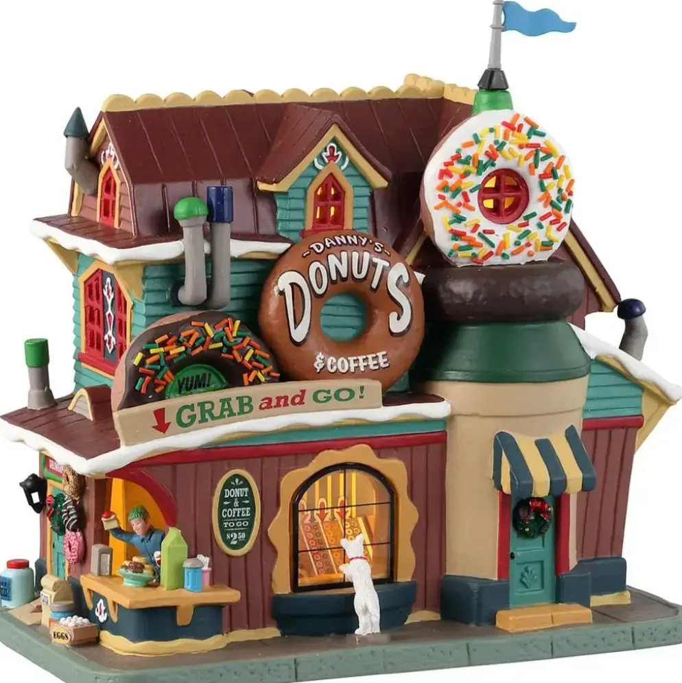 Lemax danny's donuts & coffee verlicht kersthuisje Harvest Crossing 2023