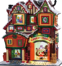 Lemax dasher's advent stable verlichte facade 2020