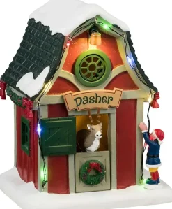Lemax dasher's den verlicht kerstdorp tafereel Santa's Wonderland 2024