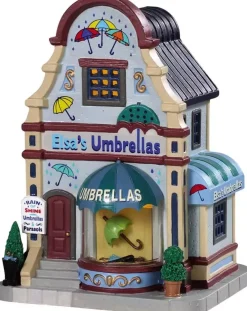 Lemax elsa's umbrellas verlicht kersthuisje Caddington Village 2019