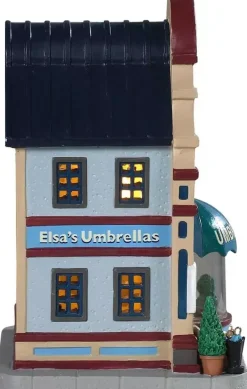 Lemax elsa's umbrellas verlicht kersthuisje Caddington Village 2019