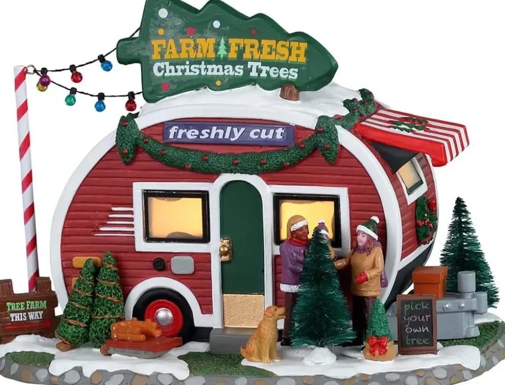 Lemax farm fresh christmas trees verlicht kersthuisje Vail Village 2023