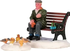 Lemax feeding pigeons s/2 kerstdorp figuur type 3 Caddington Village 2004