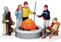 Lemax fire pit s/5 verlichte kerstdorp accessoire Vail Village 2010