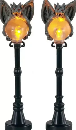 Lemax gargoyle lamp post s/2 verlichte straatlantaarn Spooky Town 2021