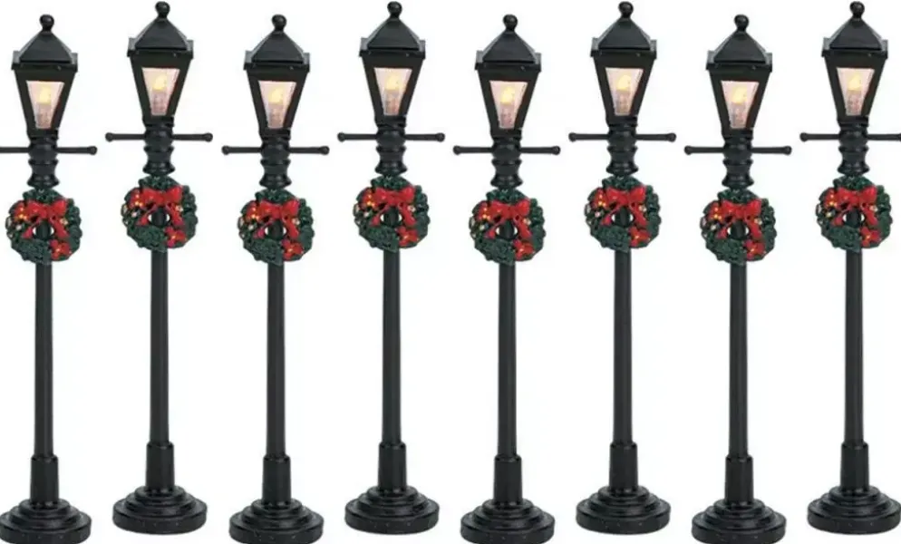 Lemax gas lantern street lamp s/8 verlichte straatlantaarn 2006
