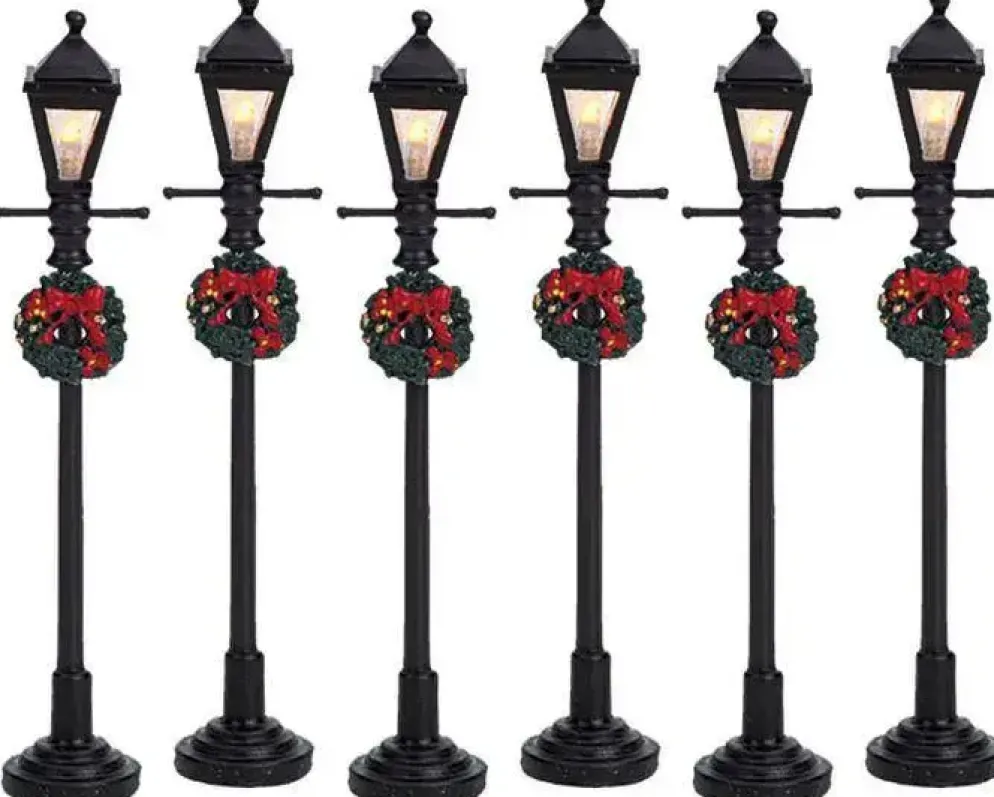 Lemax gas lantern street lamp s/6 verlichte straatlantaarn 2006