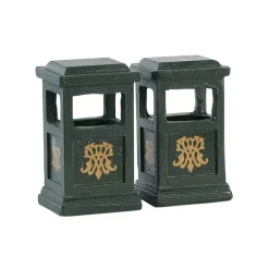 Lemax green trash can s/2 kerstdorp accessoire 2018
