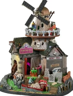 Lemax headstone mill brewery bewegend huisje Spooky Town 2023