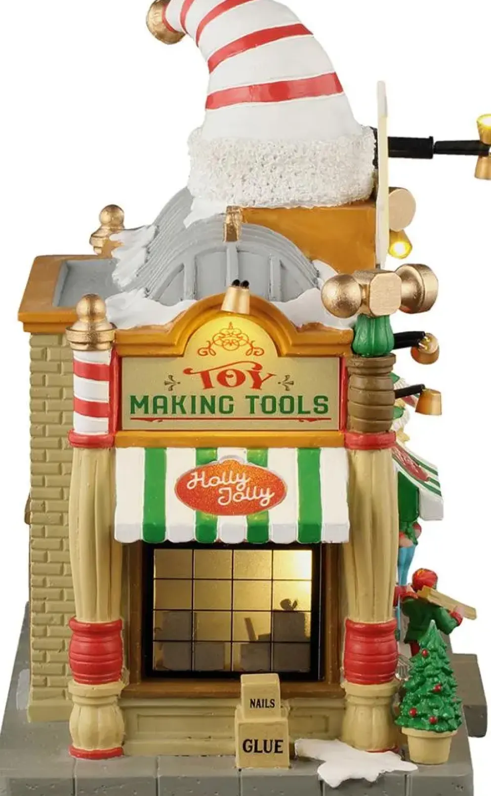 Lemax holly jolly hardware verlicht kersthuisje Santa's Wonderland 2025
