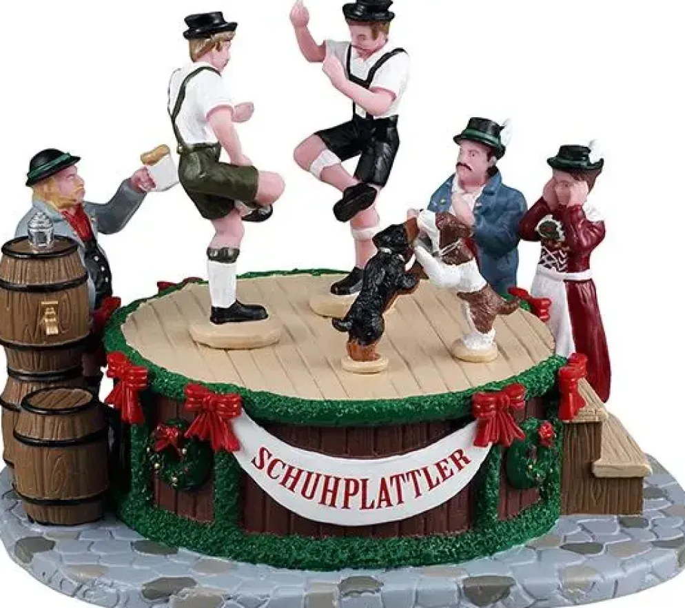 Lemax leapin' lederhosen kerstdorp tafereel 2025