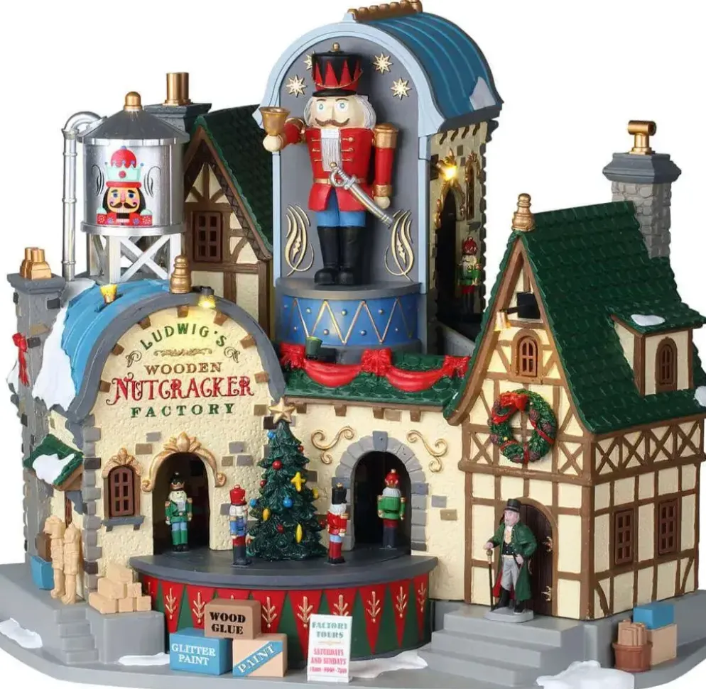 Lemax ludwig’s wooden nutcracker factory bewegend kersthuisje Caddington Village 2020