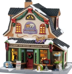 Lemax luna & ollie's custom pet furniture verlicht kersthuisje Caddington Village 2025