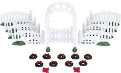 Lemax plastic arbor & picket fences w/decorations s/20 kerstdorp accessoire 2010