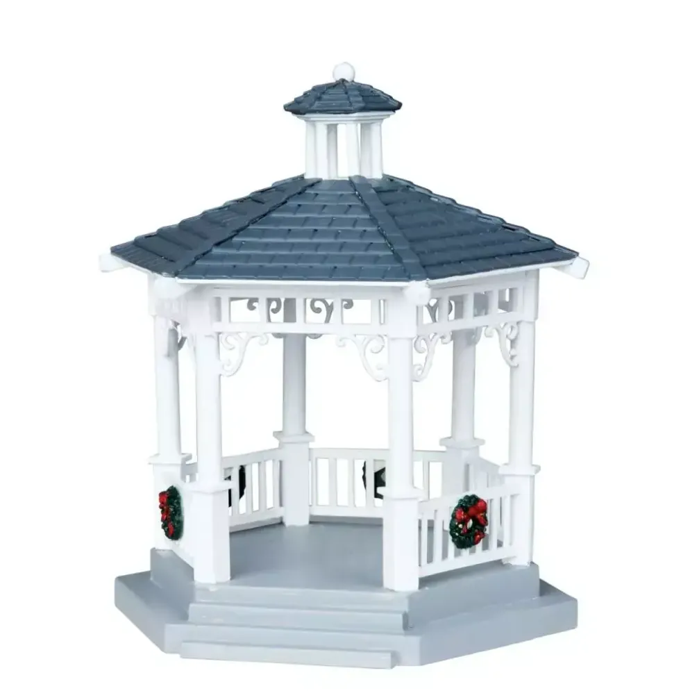 Lemax plastic gazebo with decorations kerstdorp tafereel 2010
