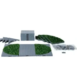 Lemax plaza system (grey, round grass) 24 pcs kerstdorp accessoire 2016