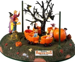 Lemax pumpkin patch train bewegend tafereel Spooky Town 2023
