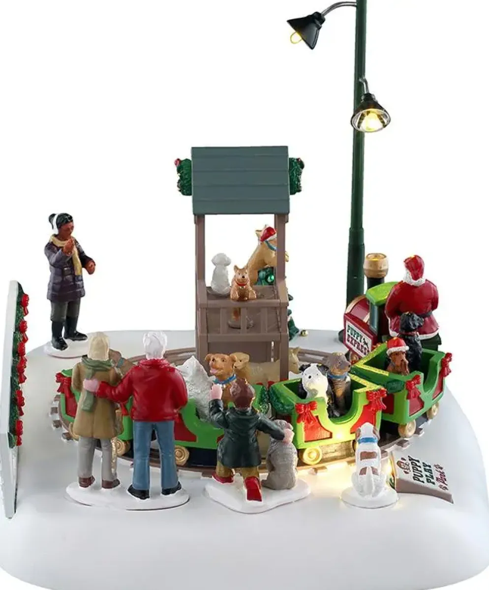 Lemax puppy play park bewegend kerstdorp tafereel 2025