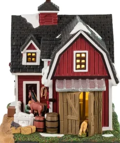 Lemax red barn veterinary hospital verlicht kersthuisje Harvest Crossing 2024