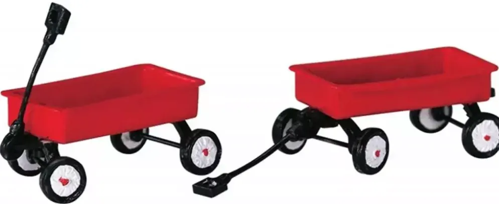 Lemax red wagons s/2 kerstdorp accessoire 2004