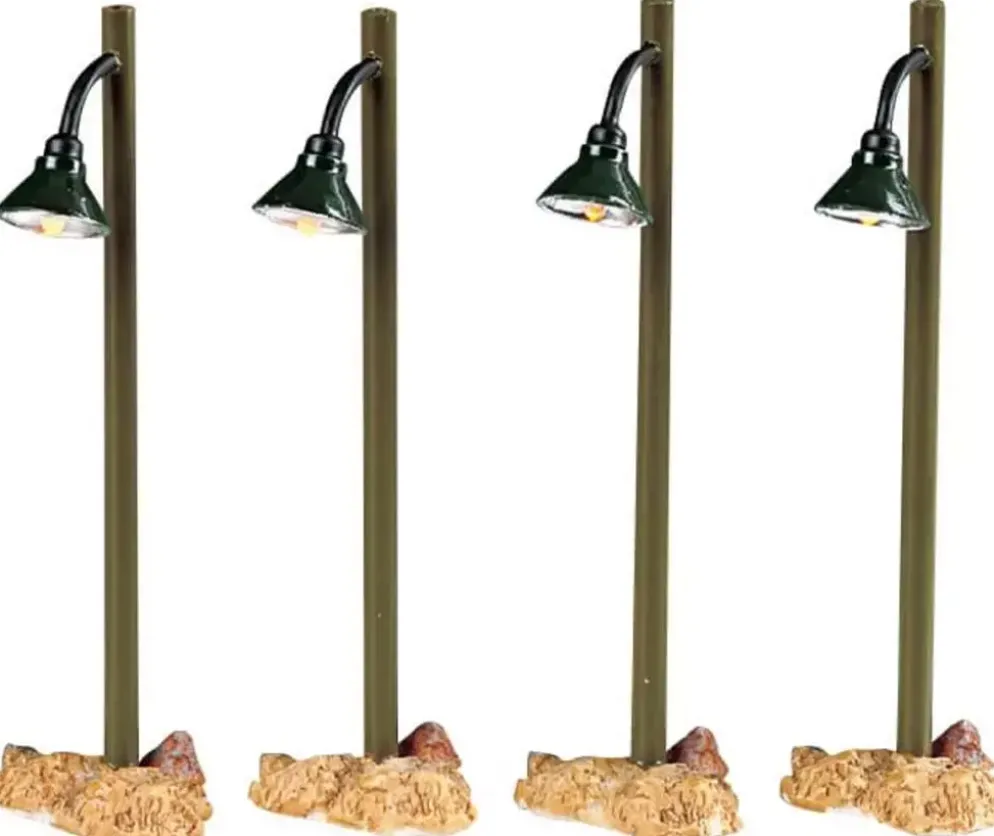 Lemax rustic street lamp s/4 verlichte straatlantaarn 2005