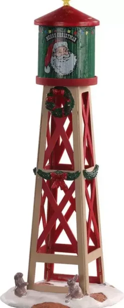 Lemax rustic water tower kerstdorp tafereel Vail Village 2021