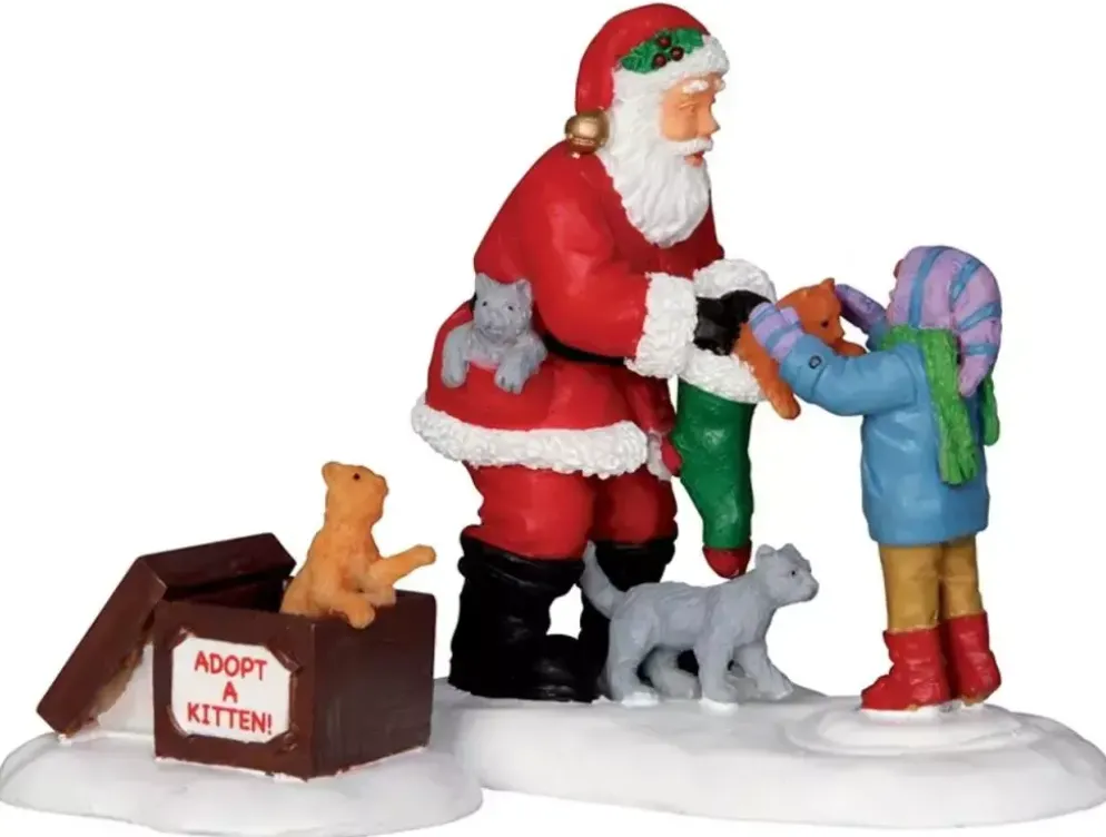 Lemax santa and kittens s/2 kerstdorp figuur type 3 2012