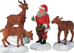 Lemax santa feeds reindeer s/4 kerstdorp figuur type 4 2005