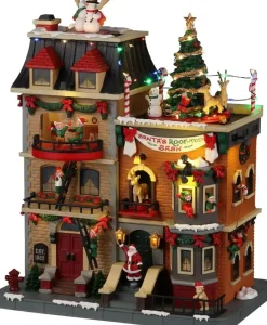 Lemax santa's rooftop bash bewegend kersthuisje Santa's Wonderland 2022