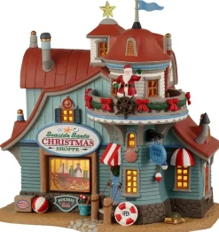 Lemax seaside santa christmas shoppe verlicht kersthuisje Plymouth Corners 2022