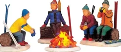 Lemax skiers' camp fire s/4 verlichte kerstdorp accessoire 2000