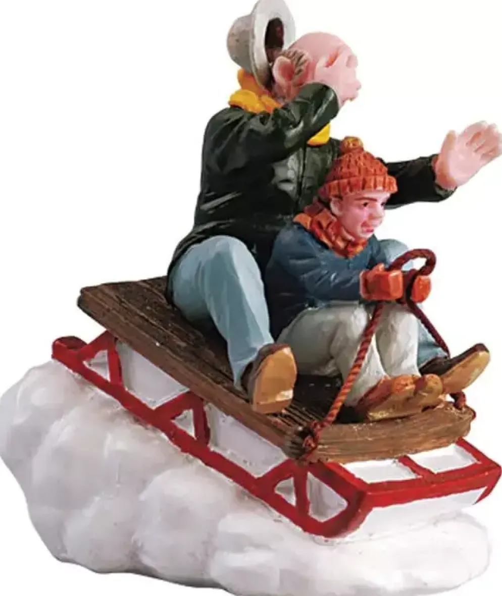 Lemax sledding with gramps kerstdorp figuur type 2 2005