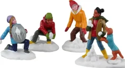 Lemax snowball battles, set of 4 kerstdorp figuur type 5 Vail Village 2023