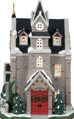 Lemax st. luke's church verlichte kerk Caddington Village 2023