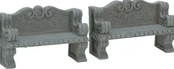 Lemax stone bench s/2 kerstdorp accessoire 2007