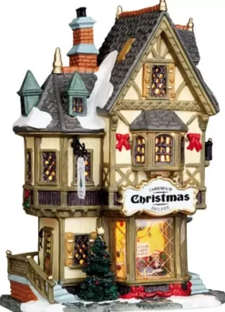 Lemax tannenbaum christmas shoppe verlicht kersthuisje Caddington Village 2003