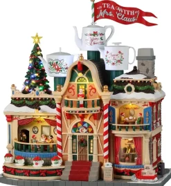 Lemax tea with mrs. claus kersthuisje Santa's Wonderland met rokende schoorsteen 2023