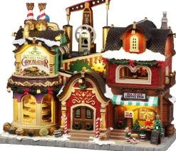 Lemax the holly jolly chocolatier & mrs. claus coffee shop bewegend kersthuisje Santa's Wonderland 2026