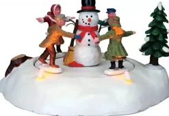 Lemax the merry snowman bewegend kerstdorp tafereel Caddington Village 2008